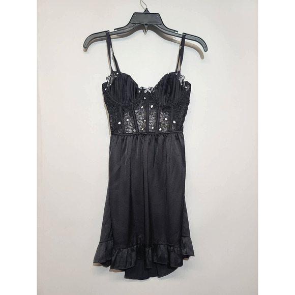 FOR LOVE & LEMONS Black Embroidered Dress NWT Small - Picture 2 of 6